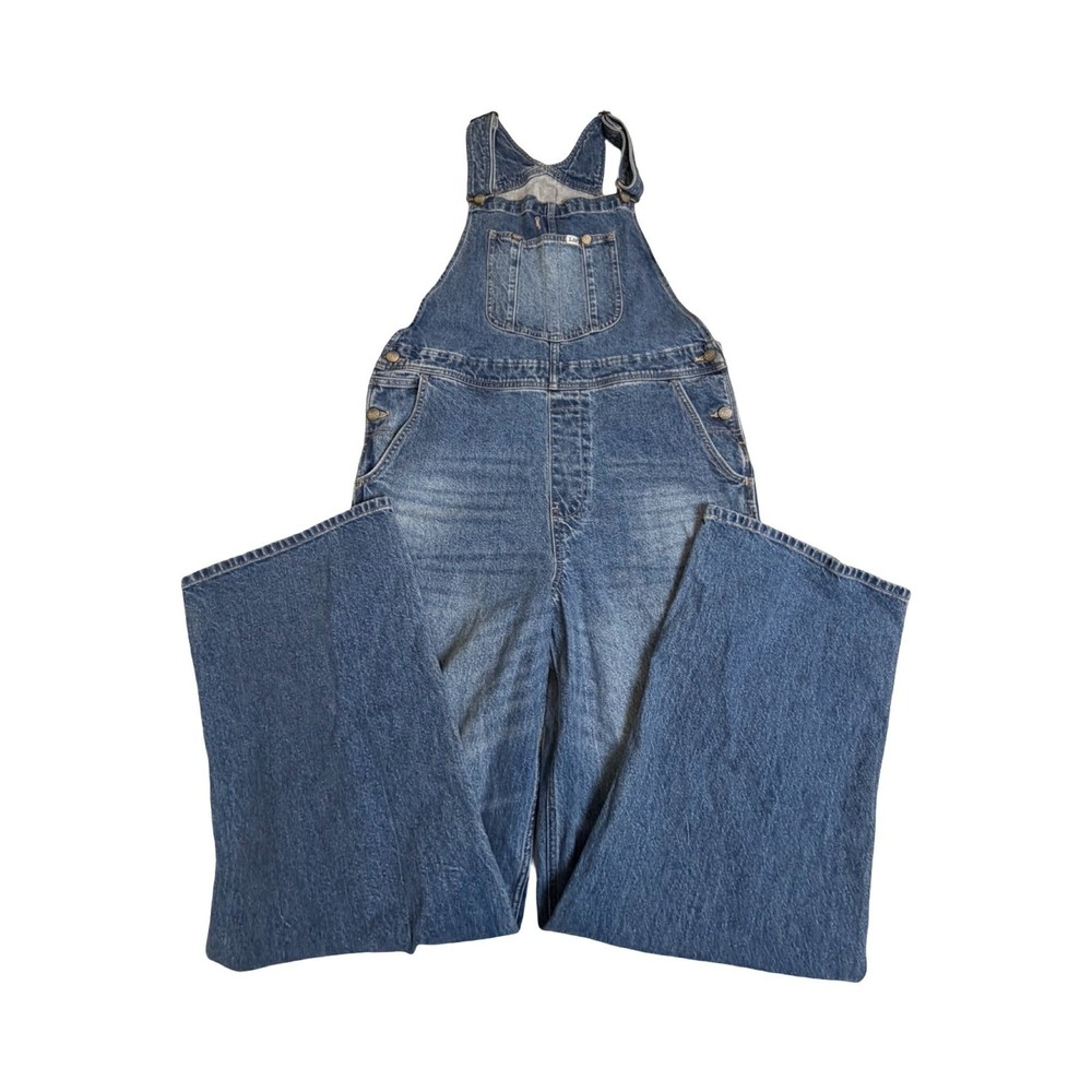 Lee Overalls Womens M 34x31 Blue Wide Leg Carpenter Denim Stretch Workwear